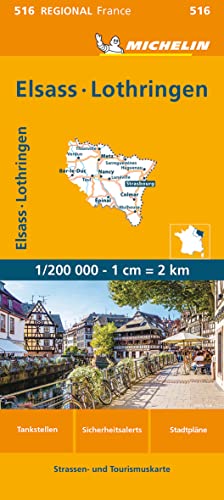 Michelin Elsass Lothring: Straßen- und Tourismuskarte 1:200.000 (MICHELIN Regionalkarten)