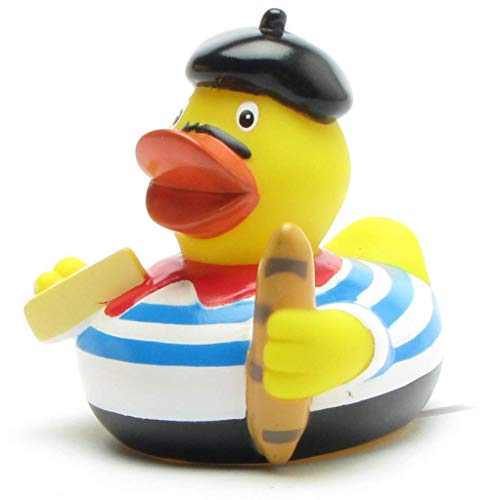 Duckshop Badeente Frankreich I Quietscheente France I L: 7,5 cm I inkl. Gummienten-Schlüsselanhänger im Set I Geschenk für...