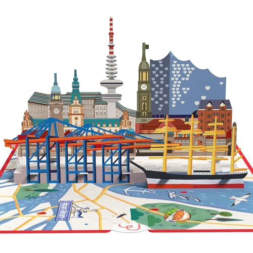 papercrush® Pop-Up Karte Hamburg - 3D Karte mit Elbphilharmonie als Reisegutschein für Hamburg Kurztrip, Geldgeschenk für...